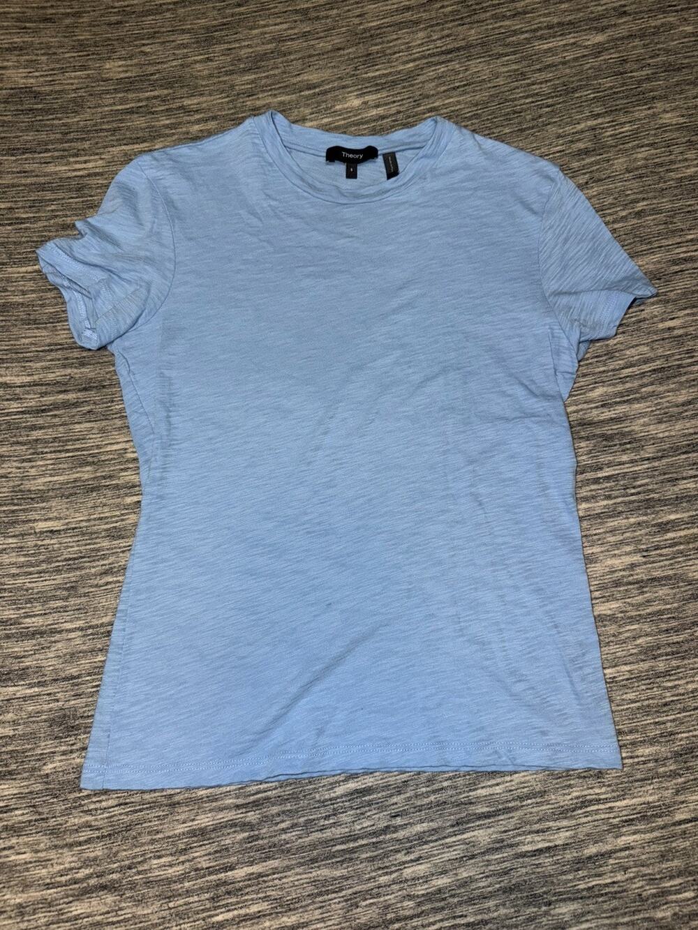 Theory Light Blue Crew Neck T-Shirt Mens Size Small Made in Peru